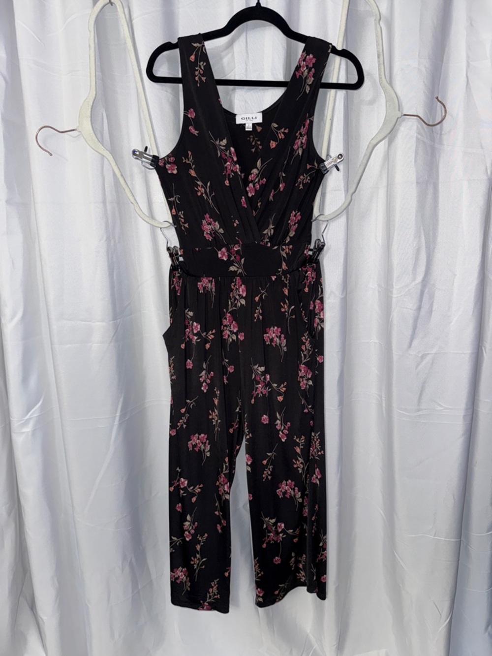 Gilli Black Jumpsuit with Pink Floral Print